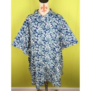 Twenty Eight Degrees Men's 4XL Short Sleeve Hawaiian Shirt Blue Green Floral EUC